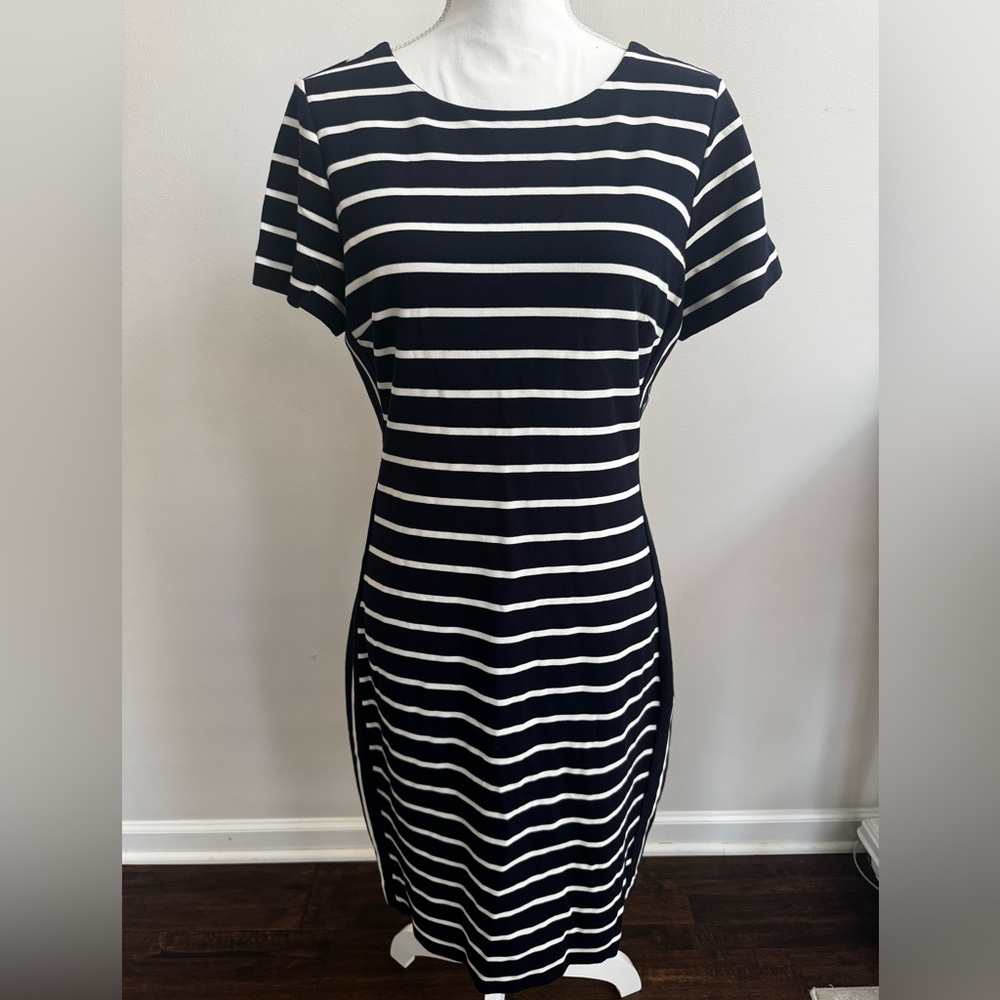 Banana Republic Striped Black and White Midi Dress - Picture 2 of 5